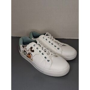 Disney Mickey Mouse Womens White Low Top Sneakers Mickey Minnie Graphics Size 9